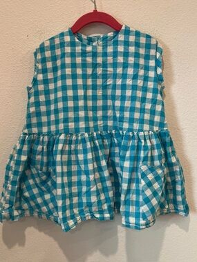 Hey Gang girls blue gingham dress pleated pockets rodeo festival pics preppy
